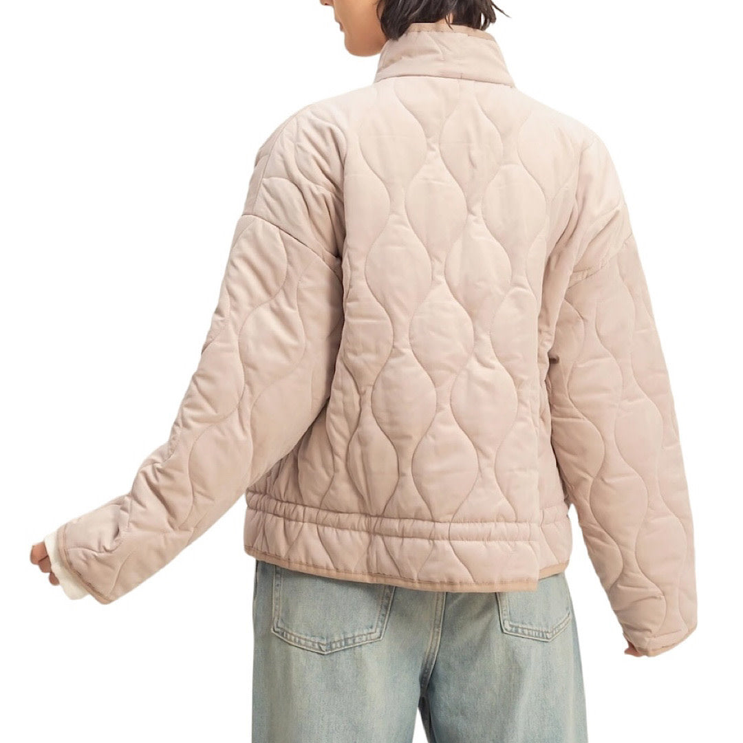 Dark Taupe Quilted Jacket with Drawstring Hem