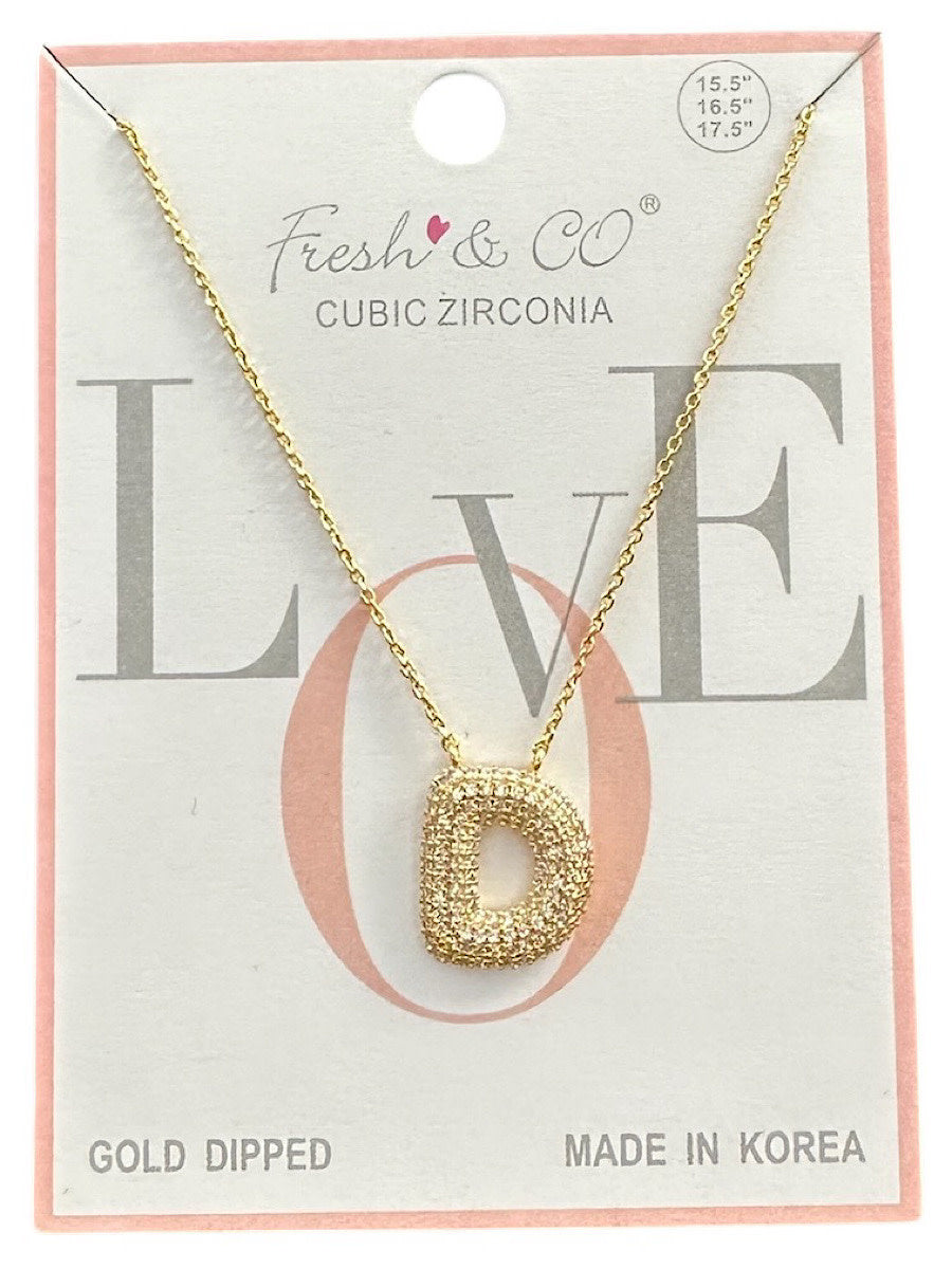 Fresh & Co CZ 14k Dipped Letter Necklace