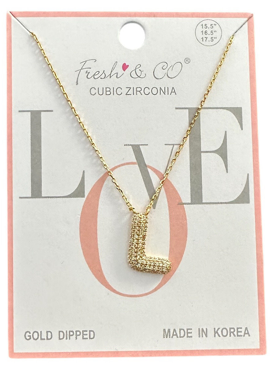 Fresh & Co CZ 14k Dipped Letter Necklace
