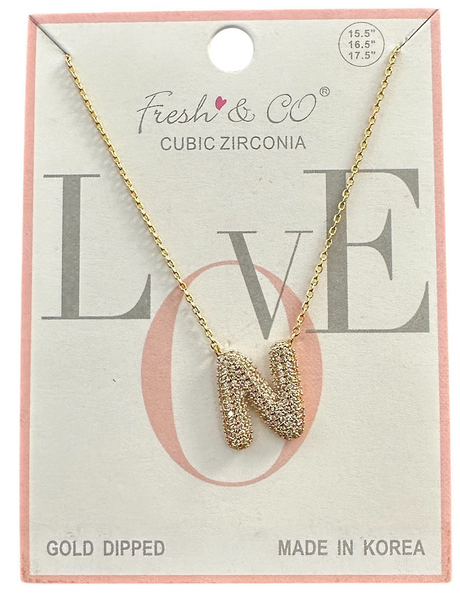 Fresh & Co CZ 14k Dipped Letter Necklace