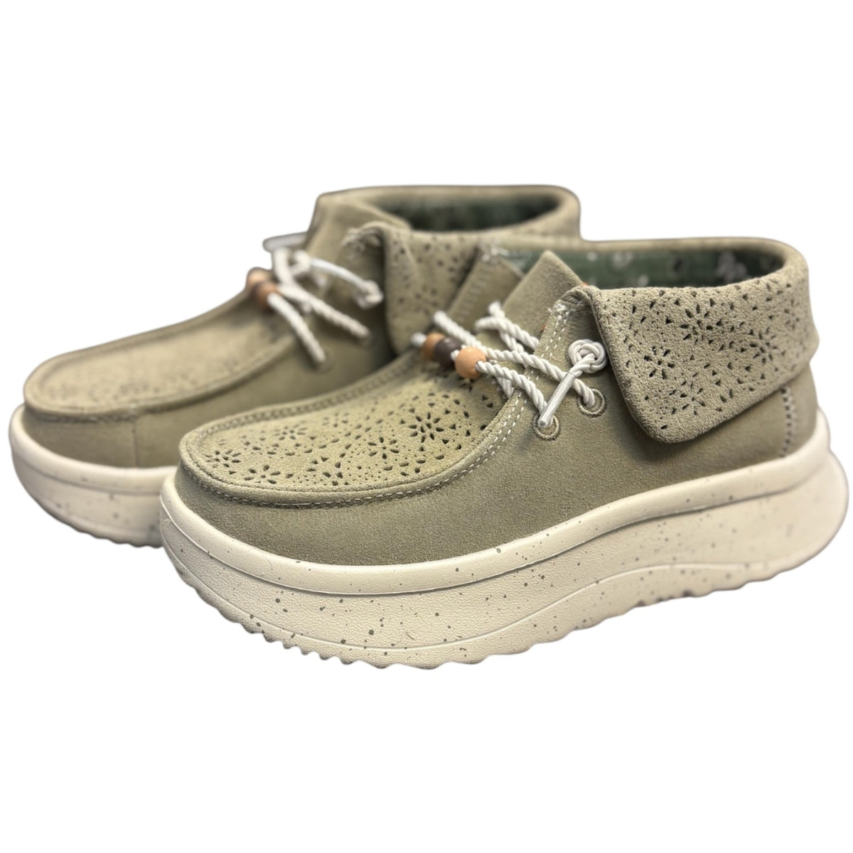 Hey Dude Wendy Peak Fold Boot Suede Green Womens