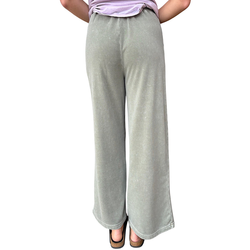 Olive Wide Leg Drawstring Lounge Pants