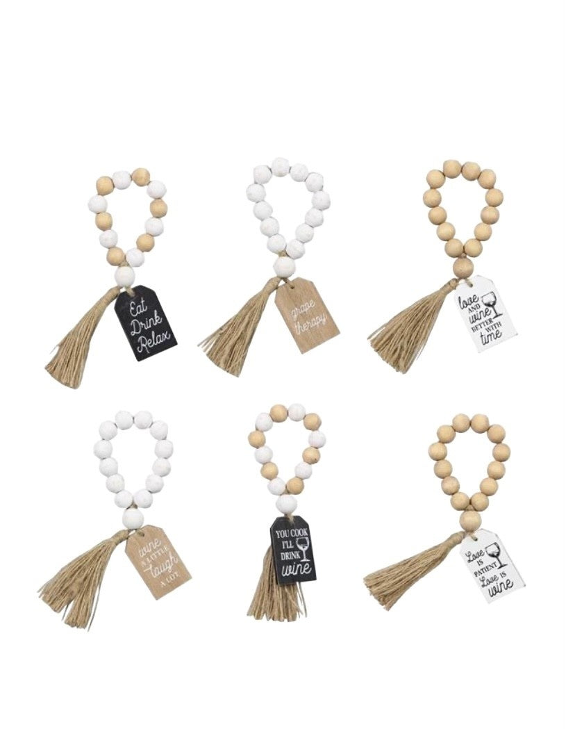 Wood Beads Wine Tags