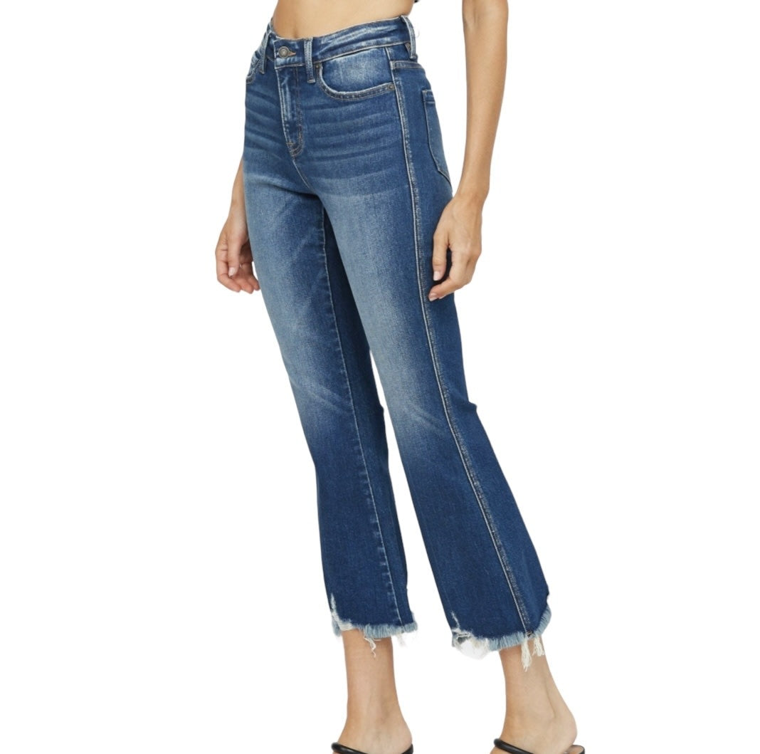 MICA MDP-F388DK High Rise Crop Flare W/ Uneven Hem