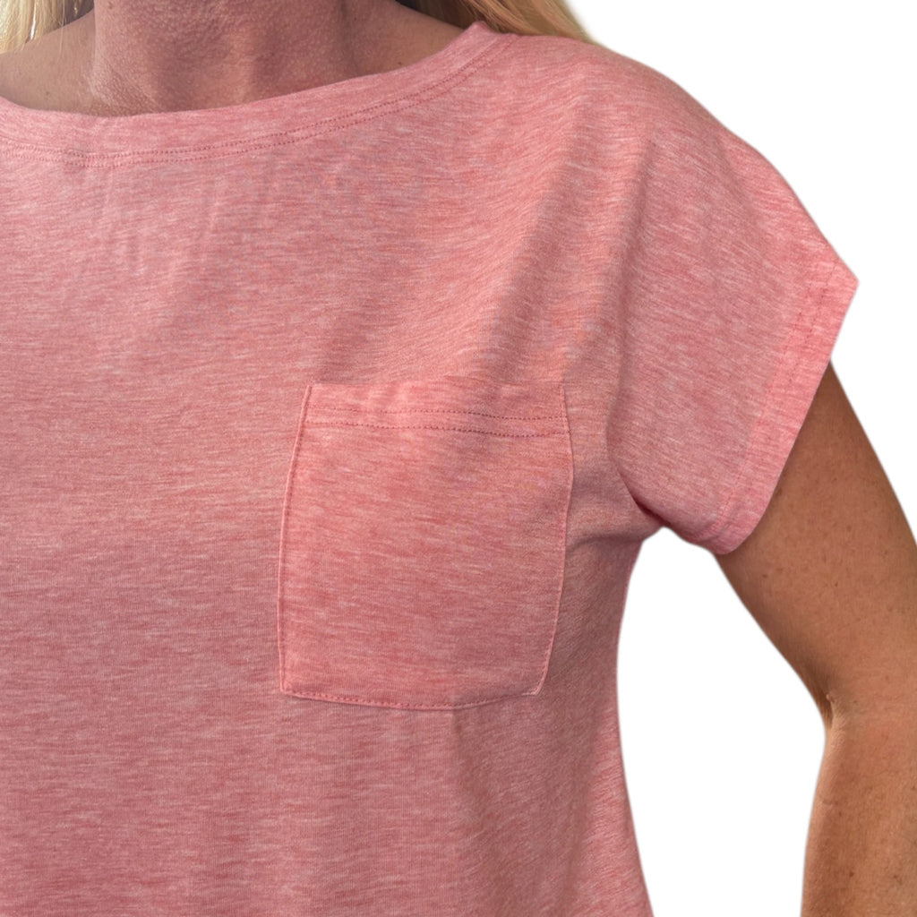 Pink Cap Sleeve Top with Pocket