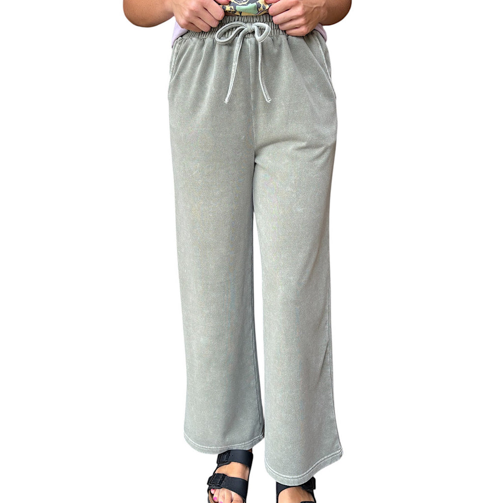 Olive Wide Leg Drawstring Lounge Pants