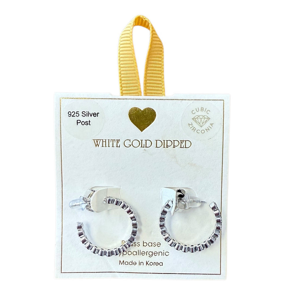 Yellow Ribbon CZ Hoops 925 Silver Post Btrfly Back 14K GLD Dipped Trisha