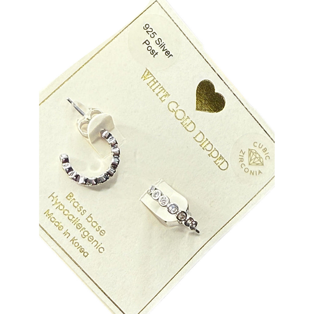 Yellow Ribbon CZ Hoops 925 Silver Post Btrfly Back 14K GLD Dipped Trisha