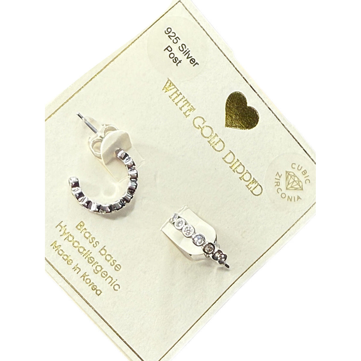 Yellow Ribbon CZ Hoops 925 Silver Post Btrfly Back 14K GLD Dipped Trisha