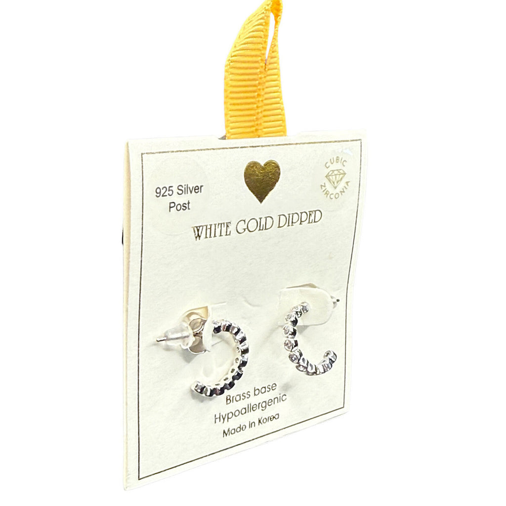 Yellow Ribbon CZ Hoops 925 Silver Post Btrfly Back 14K GLD Dipped Trisha