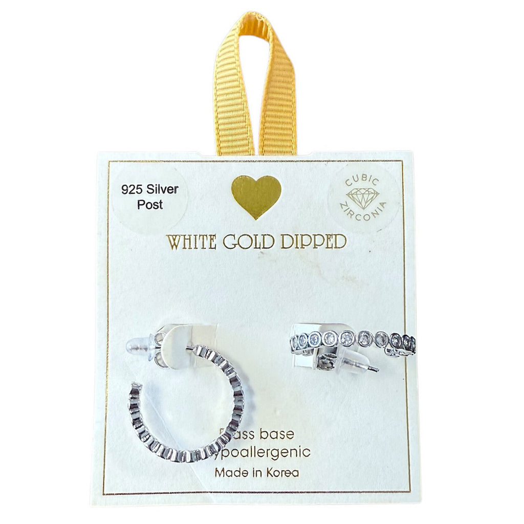 Yellow Ribbon CZ Hoops 925 Silver Post Btrfly Back 14K GLD Dipped Trisha